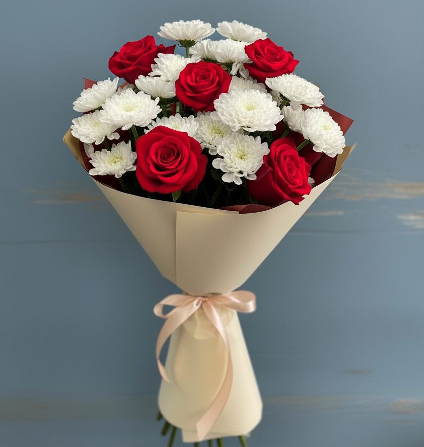 Букет цветов из: Розы и Хризантемы в Персиановском