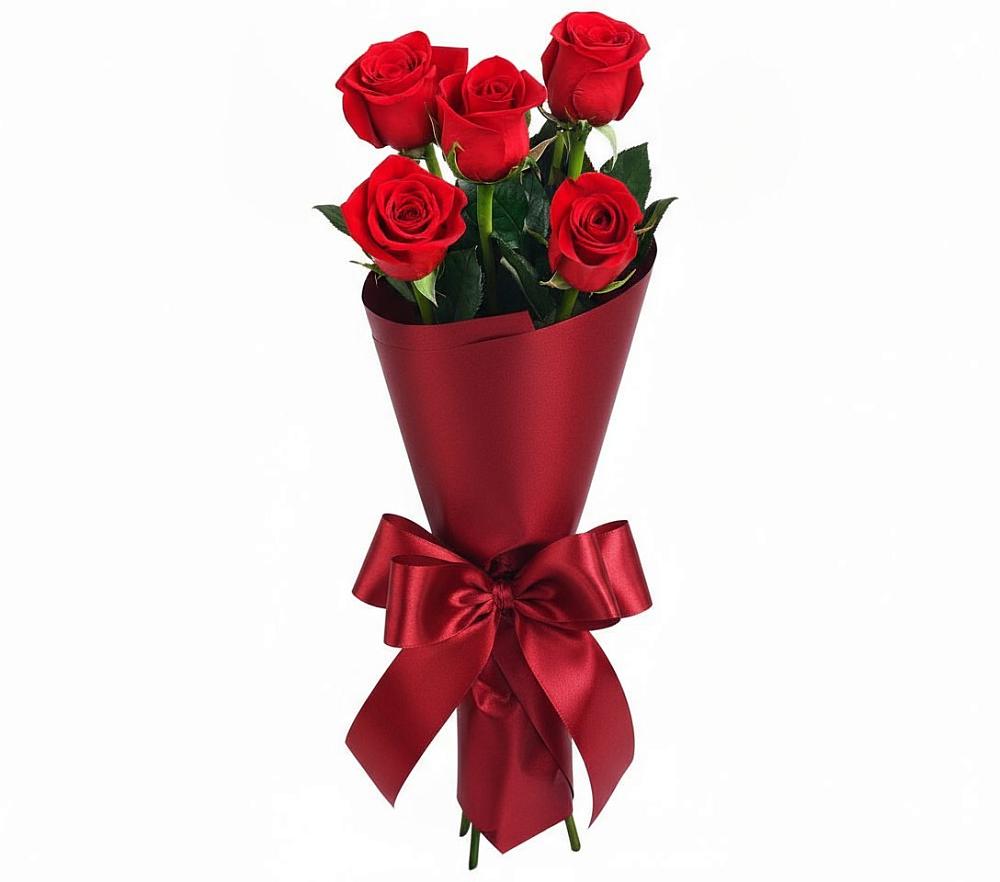 Букет 5 Красных роз Эдлесс Лав в Персиановском