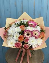 Букет цветов из:  Розы, Герберы и Хризантемы #REPLACE_PRED# Персиановском