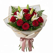 Букет цветов из:  Лилии и Розы #REPLACE_PRED# Персиановском