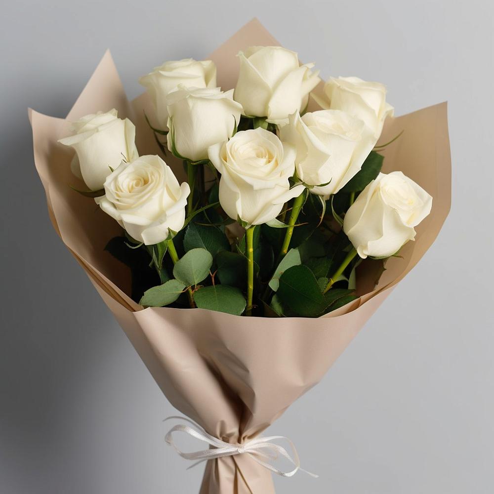 Букет 9 Белых роз Эдлесс Лав в Персиановском