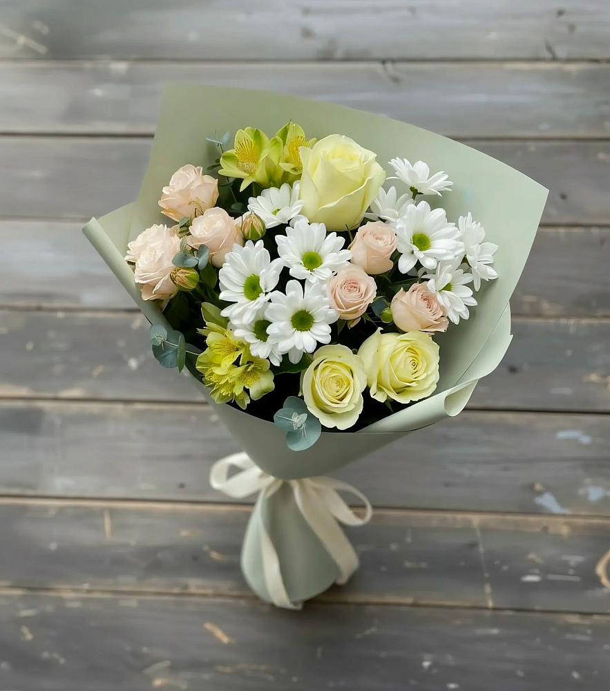 Букет цветов из: Альстромерии, Розы и Хризантемы в Персиановском
