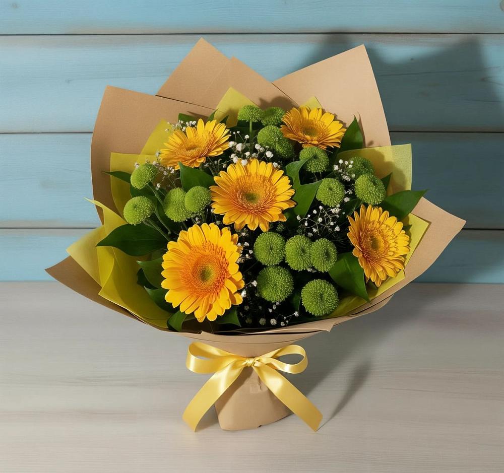 Букет цветов из: Герберы и Хризантемы в Персиановском