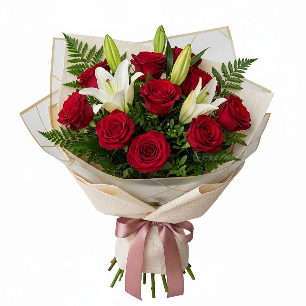 Букет цветов из: Лилии и Розы в Персиановском