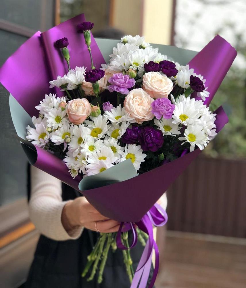 Букет цветов из: Хризантемы, Гвоздики и Розы в Персиановском