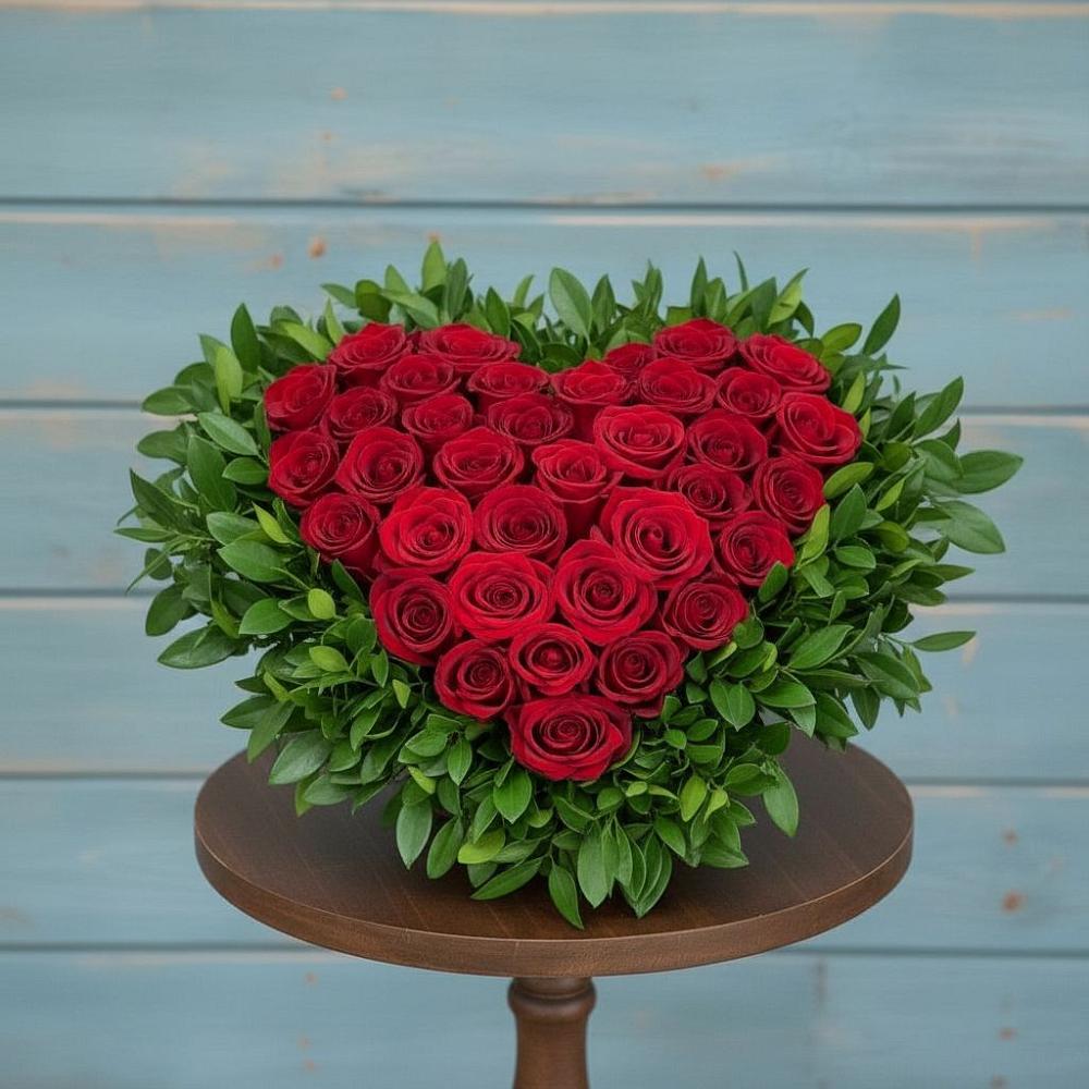 Цветочная композиция из Розы в виде сердца в Персиановском