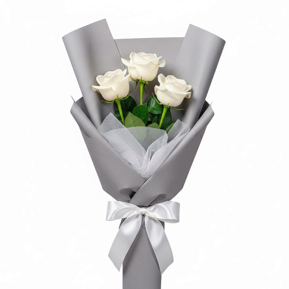Букет 3 белые розы в Персиановском