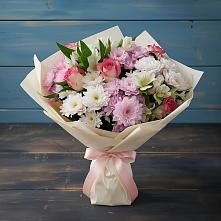 Букет цветов из:  Хризантемы, Альстромерии и Розы в Персиановском