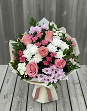 Букет цветов из:  Альстромерии, Гвоздики, Розы и Хризантемы в Персиановском