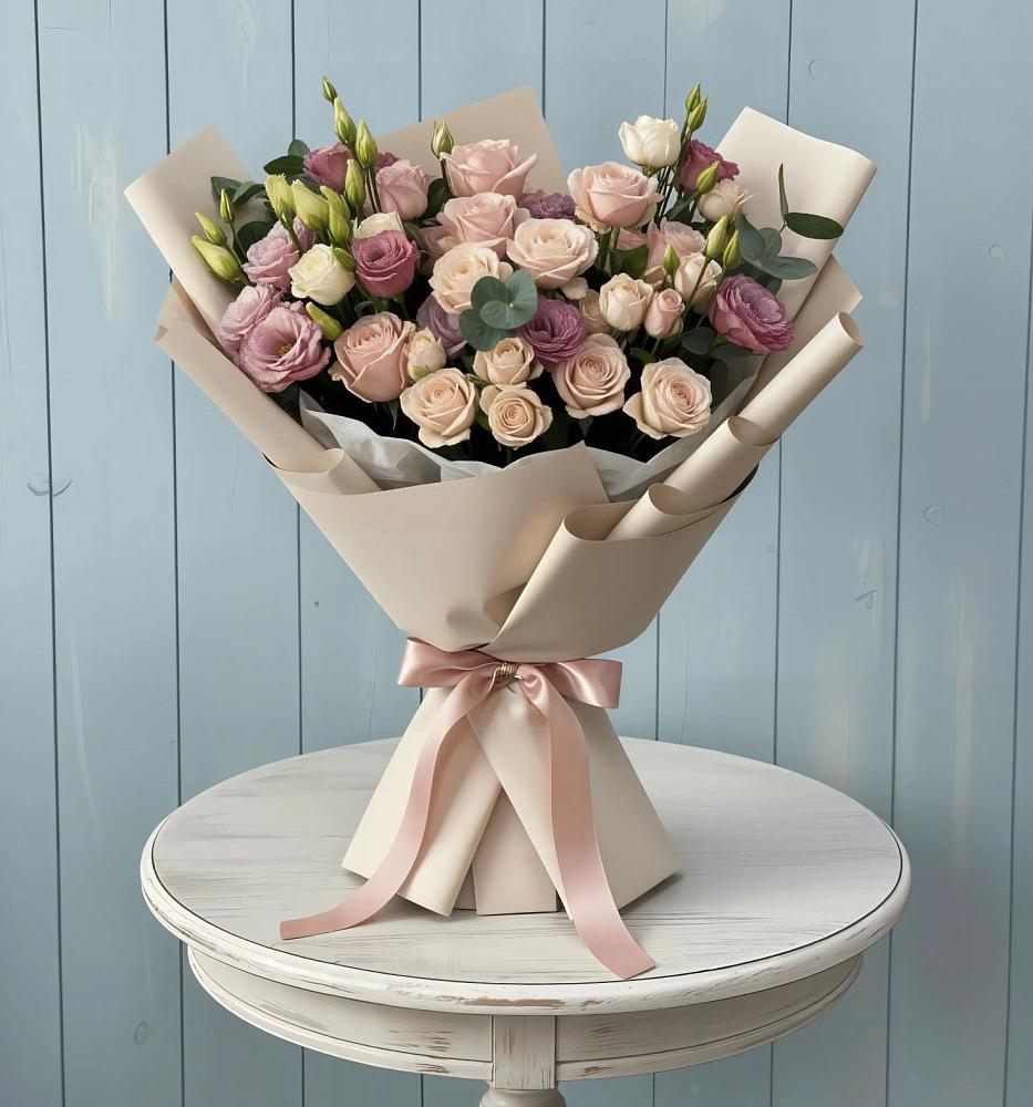 Букет цветов из: Розы и Лизиантусы в Персиановском