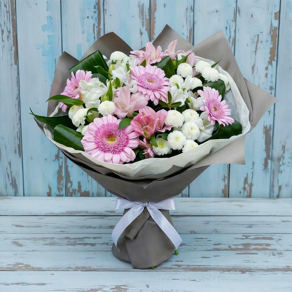 Букет цветов из: Герберы, Альстромерии и Хризантемы в Персиановском