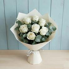 Букет Белые розы в Эвкалипте в Персиановском