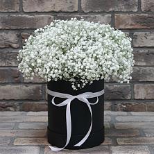Цветочная композиция из Гипсофила в шляпной коробке в Персиановском