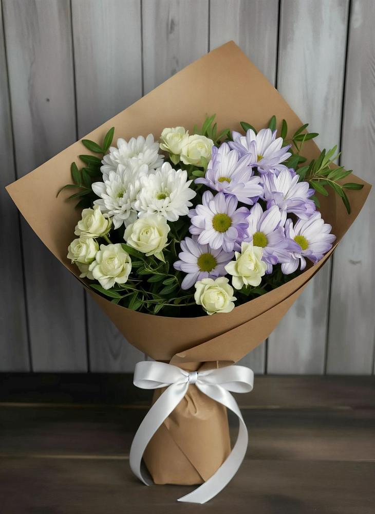 Букет цветов из: Хризантемы и Розы в Персиановском