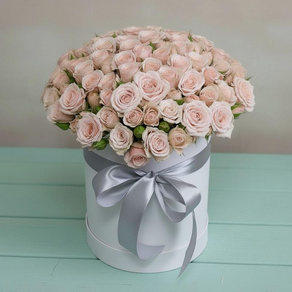 Цветочная композиция из Розы в шляпной коробке в Персиановском